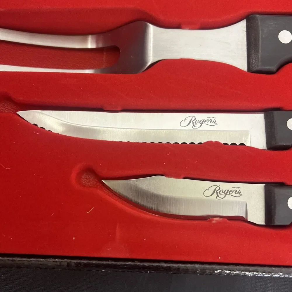NEW Rogers Cutlery Stainless 6 Piece Carving Knife set Free Shipping Bnfts Chrty